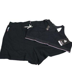 NEW FourLaps 2pcs Bundle  Black Shorts and Sport Bra Womens  XXL